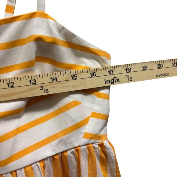 J.Crew Strappy tie-Back Mini Dress Adjustable Straps Size 12 Orange White - Picture 5 of 8